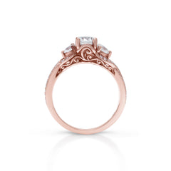 18K/ 14K Gold 4 mm LH Repousse Bostonian with Diamond Twist Engagement Ring 18K/ 14K Gold 4 mm LH Repousse Bostonian with Diamond Twist Engagement Ring