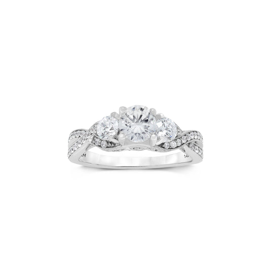 18K/ 14K Gold 4 mm LH Repousse Bostonian with Diamond Twist Engagement Ring