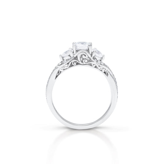 18K/ 14K Gold 4 mm LH Repousse Bostonian with Diamond Twist Engagement Ring