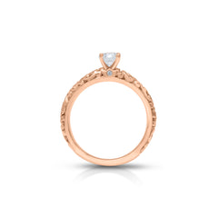 18K/ 14K Gold 2.8 mm LH Carved Scroll Solitaire with Diamond Dot Accents Engagement Ring 18K/ 14K Gold 2.8 mm LH Carved Scroll Solitaire with Diamond Dot Accents Engagement Ring