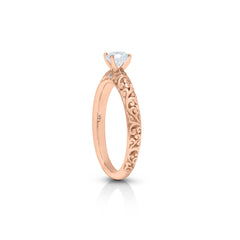 18K/ 14K Gold 2.8 mm LH Carved Scroll Solitaire with Diamond Dot Accents Engagement Ring 18K/ 14K Gold 2.8 mm LH Carved Scroll Solitaire with Diamond Dot Accents Engagement Ring