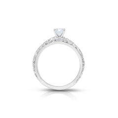 18K/ 14K Gold 2.8 mm LH Carved Scroll Solitaire with Diamond Dot Accents Engagement Ring 18K/ 14K Gold 2.8 mm LH Carved Scroll Solitaire with Diamond Dot Accents Engagement Ring