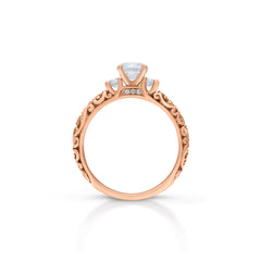 18K/ 14K Gold 2.4 mm LH Repousse Bostonian with Diamond Bridge Engagement Ring 18K/ 14K Gold 2.4 mm LH Repousse Bostonian with Diamond Bridge Engagement Ring