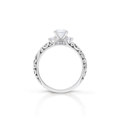 18K/ 14K Gold 2.4 mm LH Repousse Bostonian with Diamond Bridge Engagement Ring 18K/ 14K Gold 2.4 mm LH Repousse Bostonian with Diamond Bridge Engagement Ring