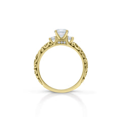 18K/ 14K Gold 2.4 mm LH Repousse Bostonian with Diamond Bridge Engagement Ring 18K/ 14K Gold 2.4 mm LH Repousse Bostonian with Diamond Bridge Engagement Ring