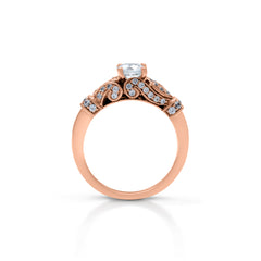 18K/ 14K Gold 1.8 mm LH Scalloped Diamond Milgrain Scroll Vintage Engagement Ring with Polished Band 18K/ 14K Gold 1.8 mm LH Scalloped Diamond Milgrain Scroll Vintage Engagement Ring with Polished Band