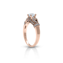 18K/ 14K Gold 1.8 mm LH Scalloped Diamond Milgrain Scroll Vintage Engagement Ring with Polished Band 18K/ 14K Gold 1.8 mm LH Scalloped Diamond Milgrain Scroll Vintage Engagement Ring with Polished Band