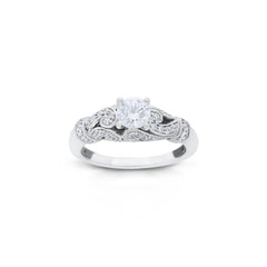 18K/ 14K Gold 1.8 mm LH Scalloped Diamond Milgrain Scroll Vintage Engagement Ring with Polished Band 18K/ 14K Gold 1.8 mm LH Scalloped Diamond Milgrain Scroll Vintage Engagement Ring with Polished Band