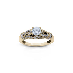 18K/ 14K Gold 1.8 mm LH Scalloped Diamond Milgrain Scroll Vintage Engagement Ring with Polished Band 18K/ 14K Gold 1.8 mm LH Scalloped Diamond Milgrain Scroll Vintage Engagement Ring with Polished Band