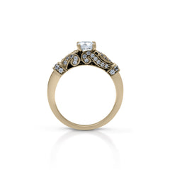 18K/ 14K Gold 1.8 mm LH Scalloped Diamond Milgrain Scroll Vintage Engagement Ring with Polished Band 18K/ 14K Gold 1.8 mm LH Scalloped Diamond Milgrain Scroll Vintage Engagement Ring with Polished Band