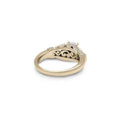 18K/ 14K Gold 1.8 mm LH Scalloped Diamond Milgrain Scroll Vintage Engagement Ring with Polished Band 18K/ 14K Gold 1.8 mm LH Scalloped Diamond Milgrain Scroll Vintage Engagement Ring with Polished Band