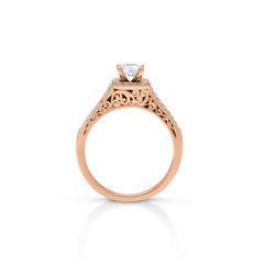 18K/ 14K Gold 1.9 mm LH Carved Scroll Square Halo with Diamond Side Rows Engagement Ring 18K/ 14K Gold 1.9 mm LH Carved Scroll Square Halo with Diamond Side Rows Engagement Ring