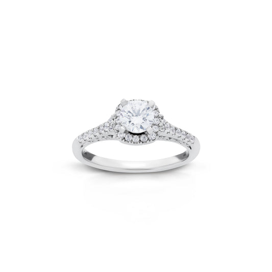 18K/ 14K Gold 1.9 mm LH Carved Scroll Square Halo with Diamond Side Rows Engagement Ring