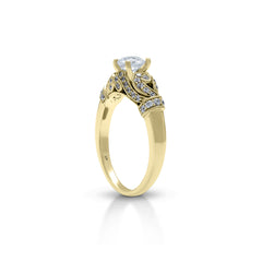 18K/ 14K Gold 1.9 mm LH Carved Scroll Square Halo with Diamond Side Rows Engagement Ring 18K/ 14K Gold 1.9 mm LH Carved Scroll Square Halo with Diamond Side Rows Engagement Ring