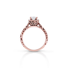 18K/ 14K Gold 2.8 mm LH Carved Scroll Square Halo Basket Engagement Ring 18K/ 14K Gold 2.8 mm LH Carved Scroll Square Halo Basket Engagement Ring