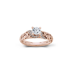 18K/ 14K Gold 2.8 mm LH Carved Scroll Solitaire with Twisted Accent Engagement Ring 18K/ 14K Gold 2.8 mm LH Carved Scroll Solitaire with Twisted Accent Engagement Ring