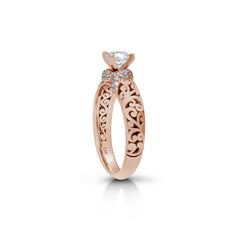 18K/ 14K Gold 2.8 mm LH Carved Scroll Solitaire with Twisted Accent Engagement Ring 18K/ 14K Gold 2.8 mm LH Carved Scroll Solitaire with Twisted Accent Engagement Ring