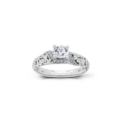 18K/ 14K Gold 2.8 mm LH Carved Scroll Solitaire with Twisted Accent Engagement Ring 18K/ 14K Gold 2.8 mm LH Carved Scroll Solitaire with Twisted Accent Engagement Ring