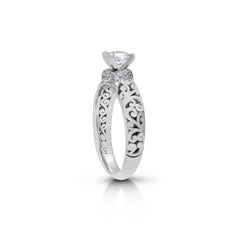 18K/ 14K Gold 2.8 mm LH Carved Scroll Solitaire with Twisted Accent Engagement Ring 18K/ 14K Gold 2.8 mm LH Carved Scroll Solitaire with Twisted Accent Engagement Ring