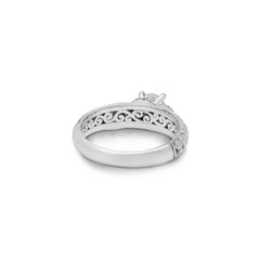18K/ 14K Gold 2.8 mm LH Carved Scroll Solitaire with Twisted Accent Engagement Ring 18K/ 14K Gold 2.8 mm LH Carved Scroll Solitaire with Twisted Accent Engagement Ring