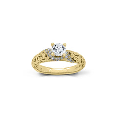 18K/ 14K Gold 2.8 mm LH Carved Scroll Solitaire with Twisted Accent Engagement Ring 18K/ 14K Gold 2.8 mm LH Carved Scroll Solitaire with Twisted Accent Engagement Ring