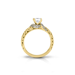 18K/ 14K Gold 2.8 mm LH Carved Scroll Solitaire with Twisted Accent Engagement Ring 18K/ 14K Gold 2.8 mm LH Carved Scroll Solitaire with Twisted Accent Engagement Ring
