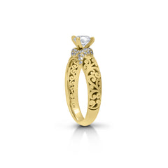 18K/ 14K Gold 2.8 mm LH Carved Scroll Solitaire with Twisted Accent Engagement Ring 18K/ 14K Gold 2.8 mm LH Carved Scroll Solitaire with Twisted Accent Engagement Ring