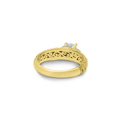 18K/ 14K Gold 2.8 mm LH Carved Scroll Solitaire with Twisted Accent Engagement Ring 18K/ 14K Gold 2.8 mm LH Carved Scroll Solitaire with Twisted Accent Engagement Ring