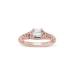 18K/ 14K Gold 2.6 mm LH Carved Scroll Solitaire Vintage Engagement Ring 18K/ 14K Gold 2.6 mm LH Carved Scroll Solitaire Vintage Engagement Ring