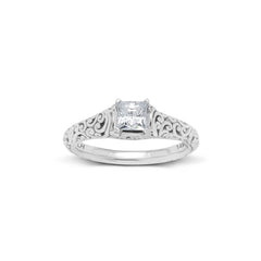 18K/ 14K Gold 2.6 mm LH Carved Scroll Solitaire Vintage Engagement Ring 18K/ 14K Gold 2.6 mm LH Carved Scroll Solitaire Vintage Engagement Ring