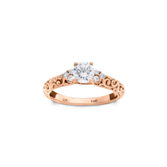 18K/ 14K Gold 2.5 mm LH Carved Scroll 5-Stone Diamond Engagement Ring 18K/ 14K Gold 2.5 mm LH Carved Scroll 5-Stone Diamond Engagement Ring