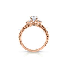 18K/ 14K Gold 2.5 mm LH Carved Scroll 5-Stone Diamond Engagement Ring 18K/ 14K Gold 2.5 mm LH Carved Scroll 5-Stone Diamond Engagement Ring