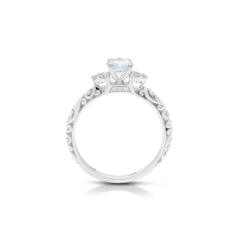 18K/ 14K Gold 2.5 mm LH Carved Scroll 5-Stone Diamond Engagement Ring 18K/ 14K Gold 2.5 mm LH Carved Scroll 5-Stone Diamond Engagement Ring