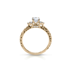 18K/ 14K Gold 2.5 mm LH Carved Scroll 5-Stone Diamond Engagement Ring 18K/ 14K Gold 2.5 mm LH Carved Scroll 5-Stone Diamond Engagement Ring