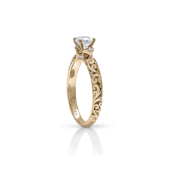 18K/ 14K Gold 2.5 mm LH Carved Scroll 5-Stone Diamond Engagement Ring 18K/ 14K Gold 2.5 mm LH Carved Scroll 5-Stone Diamond Engagement Ring