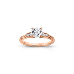18K/ 14K Gold 2.75 mm LH Repousse Round Diamond with Diamond Side Stones Engagement Ring 18K/ 14K Gold 2.75 mm LH Repousse Round Diamond with Diamond Side Stones Engagement Ring