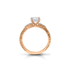 18K/ 14K Gold 2.75 mm LH Repousse Round Diamond with Diamond Side Stones Engagement Ring 18K/ 14K Gold 2.75 mm LH Repousse Round Diamond with Diamond Side Stones Engagement Ring