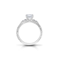 18K/ 14K Gold 2.75 mm LH Repousse Round Diamond with Diamond Side Stones Engagement Ring 18K/ 14K Gold 2.75 mm LH Repousse Round Diamond with Diamond Side Stones Engagement Ring