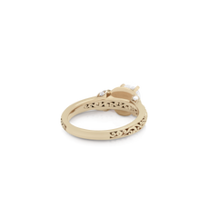 18K/ 14K Gold 2.9 mm LH Carved Scroll Halo with Diamond Twist Engagement Ring 18K/ 14K Gold 2.9 mm LH Carved Scroll Halo with Diamond Twist Engagement Ring