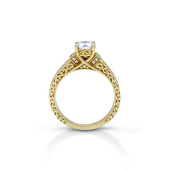 18K/ 14K Gold 3.4 mm LH Classic Scroll Solitaire with Accents Cathedral Vintage Engagement Ring 18K/ 14K Gold 3.4 mm LH Classic Scroll Solitaire with Accents Cathedral Vintage Engagement Ring