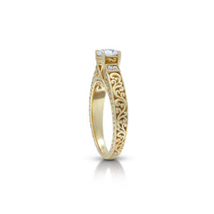 18K/ 14K Gold 3.4 mm LH Classic Scroll Solitaire with Accents Cathedral Vintage Engagement Ring 18K/ 14K Gold 3.4 mm LH Classic Scroll Solitaire with Accents Cathedral Vintage Engagement Ring