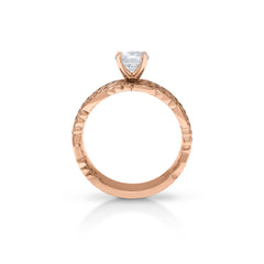 18K/ 14K Gold 6.7 mm LH Vintage Scalloped Scroll Solitaire Wide Band Ring with Diamond Milgrain Row Accent 18K/ 14K Gold 6.7 mm LH Vintage Scalloped Scroll Solitaire Wide Band Ring with Diamond Milgrain Row Accent