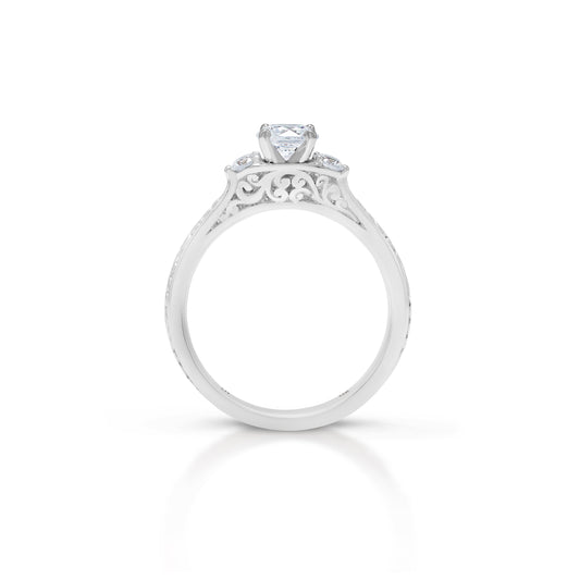 18K/ 14K Gold 2.9 mm LH Carved Scroll Bostonian Engagement Ring
