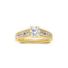 18K/ 14K Gold 2.9 mm LH Classic Scroll Vintage Solitaire with Diamond Side Accents Engagement Ring 18K/ 14K Gold 2.9 mm LH Classic Scroll Vintage Solitaire with Diamond Side Accents Engagement Ring