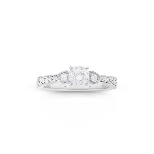18K/ 14K Gold 3 mm LH Classic Scroll Bostonian with Diamond Bridge Engagement Ring