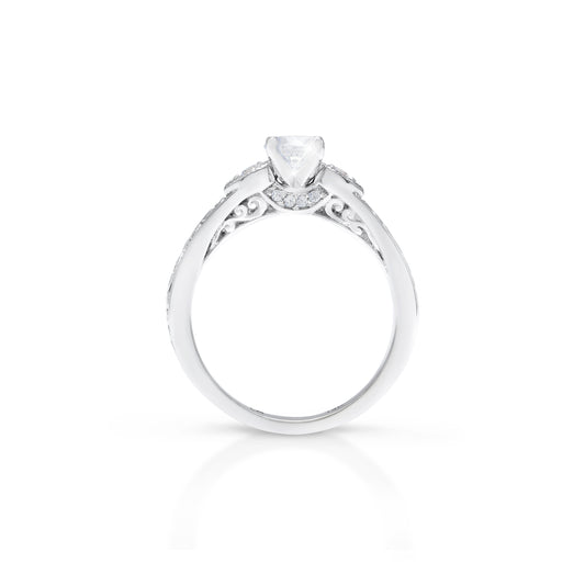 18K/ 14K Gold 3 mm LH Classic Scroll Bostonian with Diamond Bridge Engagement Ring