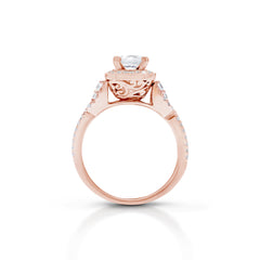 18K/ 14K Gold 3.5 mm LH Carved Scroll Cushion Square Halo Basket with Diamond Twist Engagement Ring 18K/ 14K Gold 3.5 mm LH Carved Scroll Cushion Square Halo Basket with Diamond Twist Engagement Ring