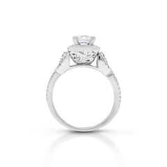 18K/ 14K Gold 3.5 mm LH Carved Scroll Cushion Square Halo Basket with Diamond Twist Engagement Ring 18K/ 14K Gold 3.5 mm LH Carved Scroll Cushion Square Halo Basket with Diamond Twist Engagement Ring