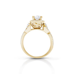 18K/ 14K Gold 3.5 mm LH Carved Scroll Cushion Square Halo Basket with Diamond Twist Engagement Ring 18K/ 14K Gold 3.5 mm LH Carved Scroll Cushion Square Halo Basket with Diamond Twist Engagement Ring