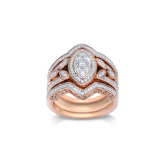 18K/ 14K Gold LH 3 Stacked Full Pave Diamond Scroll Marquise Shape Center Engagement Ring 18K/ 14K Gold LH 3 Stacked Full Pave Diamond Scroll Marquise Shape Center Engagement Ring